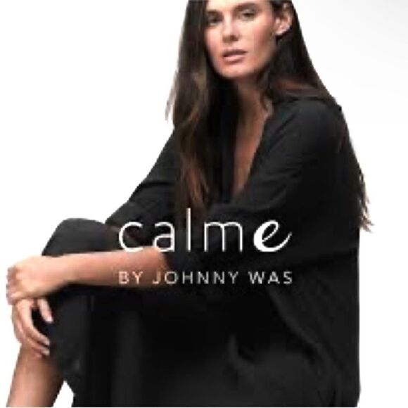 Calme by Johnny Was NWT Kimono Robe in Black Size M - Picture 2 of 7